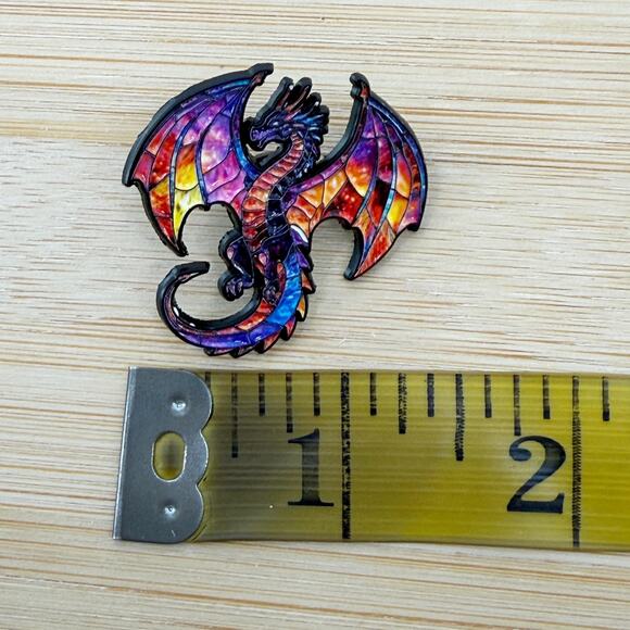 Stained Glass Dragon Soft Enamel Pin - Picture 4 of 4